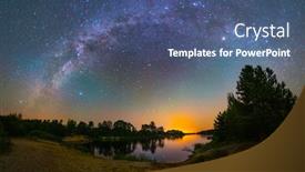  Presentation with astronomy night sky milky way - Slide deck with arc-of-the-milky-way background and a ocean colored foreground