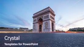  Presentation with paris - Beautiful presentation theme featuring arc of triomphe champs elysees backdrop and a ocean colored foreground