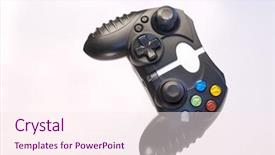  Presentation with arcade game - Theme enhanced with arcade joystick - video game control pad background and a pink colored foreground