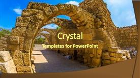  Presentation with ancient roman empire - Slide deck with arcades in ancient caesarea excursion background and a tawny brown colored foreground