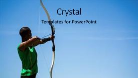  Presentation with archery - PPT theme enhanced with athlete practicing archery in stadium background and a teal colored foreground