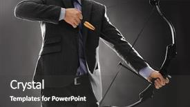  Presentation with archery - Audience pleasing PPT theme consisting of businessman practicing archery on dark backdrop and a dark gray colored foreground