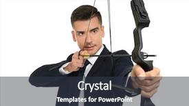  Presentation with archery - Theme having hunting targets - young businessman practicing archery background and a tawny brown colored foreground