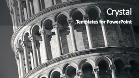  Presentation with honey bee closeup view - PPT layouts having arch - leaning tower closeup view background and a dark gray colored foreground
