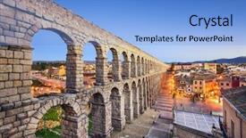  Presentation with ancient roman aqueduct bridge - Cool new presentation with arch bridge - segovia spain town view backdrop and a light blue colored foreground