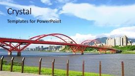  Presentation with banking bank vault door - PPT theme enhanced with arch bridge and river bank background and a light blue colored foreground