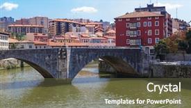  Presentation with bridge - PPT layouts consisting of arch bridge in bilbao basque background and a tawny brown colored foreground
