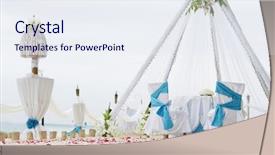  Presentation with beach wedding - Amazing slides having arch decorated table and set backdrop and a sky blue colored foreground
