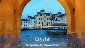  Presentation with italy - Audience pleasing PPT layouts consisting of arch-entrance-of-piazza-dell backdrop and a ocean colored foreground