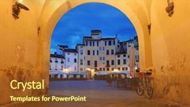  Presentation with italy - Colorful slide deck enhanced with arch entrance of piazza dell backdrop and a  colored foreground