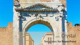  Presentation with old - Colorful presentation design enhanced with arch-of-augustus-gate backdrop and a soft green colored foreground