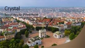  Presentation with peace - Beautiful PPT theme featuring arch of peace in milan backdrop and a light blue colored foreground