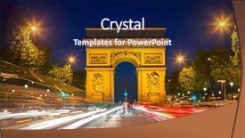  Presentation with paris france - Slides with arch of triumph at night background and a navy blue colored foreground