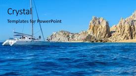  Presentation with end - Beautiful PPT theme featuring arch point el arco backdrop and a light blue colored foreground