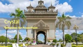  Presentation with minar monument in new delhi - Cool new PPT theme with arch triumph - patuxai monument in vientiane laos backdrop and a violet colored foreground