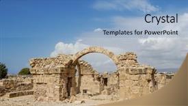  Presentation with archaeological - Theme enhanced with archaeological park cyprus the byzantine background and a teal colored foreground