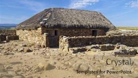  Presentation with archaeological - PPT layouts consisting of vestige - archaeological remains of the ruins background and a coral colored foreground