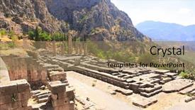  Presentation with ancient ruins - Slide deck with archaeological site of delphi background and a coral colored foreground