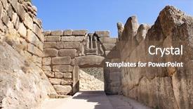  Presentation with trojan - PPT theme enhanced with archaeological site of mycenae greece background and a violet colored foreground