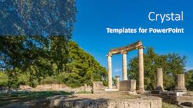  Presentation with archaeological - Amazing presentation theme having archaeological site of olympia unesco world heritage in greece backdrop and a teal colored foreground