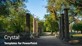  Presentation with world heritage - PPT theme having archaeological site of olympia unesco world heritage in greece background and a dark gray colored foreground