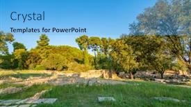  Presentation with archaeological - Amazing presentation design having archaeological-site-of-olympia-unesco backdrop and a light blue colored foreground