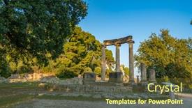  Presentation with archaeological - PPT layouts with archaeological-site-of-olympia-unesco background and a tawny brown colored foreground