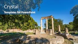  Presentation with archaeological - Colorful slide deck enhanced with archaeological-site-of-olympia-unesco backdrop and a teal colored foreground