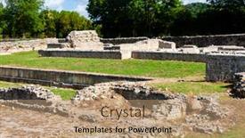  Presentation with roman ruins - PPT layouts consisting of archaeological-site-showing-roman-ruins background and a coral colored foreground