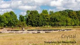  Presentation with roman ruins - Audience pleasing slides consisting of archaeological-site-showing-roman-ruins backdrop and a yellow colored foreground