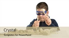  Presentation with archaeologist - Cool new slides with archaeologist excavating for dinosaur fossil backdrop and a soft green colored foreground