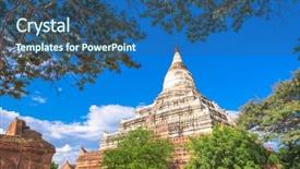  Presentation with myanmar bagan - Slide deck having archaeology - bagan myanmar ancient temple ruins background and a ocean colored foreground