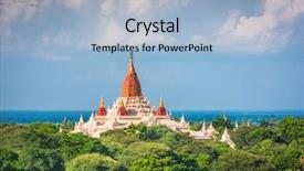  Presentation with myanmar bagan - Audience pleasing PPT theme consisting of archaeology - bagan myanmar ancient temple ruins backdrop and a light blue colored foreground