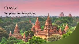  Presentation with myanmar bagan - PPT layouts enhanced with archaeology - bagan myanmar ancient temple ruins background and a lemonade colored foreground