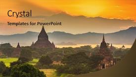  Presentation with myanmar bagan - Colorful presentation theme enhanced with archaeology - bagan myanmar ancient temple ruins backdrop and a gold colored foreground