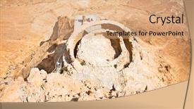  Presentation with ancient ruins - Audience pleasing slide deck consisting of archaeology bible - ruins of ancient fortress masada backdrop and a coral colored foreground