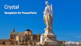 Presentation with cordoba - Amazing presentation design having archangeld - archangel raphael statue on bridge backdrop and a teal colored foreground