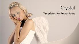  Presentation with sensuality woman black angel relaxing - Colorful PPT theme enhanced with archangeld - beautiful woman as sleeping angel backdrop and a lemonade colored foreground