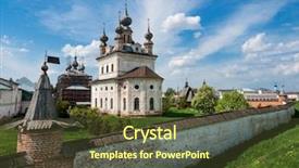  Presentation with city church - Presentation theme enhanced with archangeld - ensemble of the orthodox archangel background and a tawny brown colored foreground