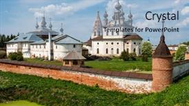  Presentation with city church - Beautiful presentation theme featuring archangeld - ensemble of the orthodox archangel backdrop and a light blue colored foreground