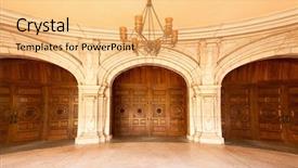  Presentation with lens - Theme consisting of arched doors with chandelier - fish background and a yellow colored foreground