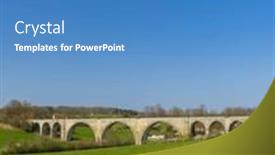  Presentation with railway - Presentation theme enhanced with arched-stone-railway-bridge-onabandoned background and a teal colored foreground