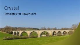  Presentation with railway - Slides having arched-stone-railway-bridge-onabandoned background and a teal colored foreground