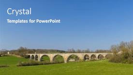  Presentation with railway - PPT layouts enhanced with arched-stone-railway-bridge-onabandoned background and a teal colored foreground