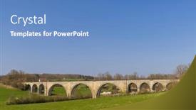  Presentation with railway - PPT layouts enhanced with arched-stone-railway-bridge-onabandoned background and a teal colored foreground