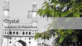  Presentation with charminar - Slide set featuring archetecture history - charminar black white background and a light gray colored foreground