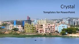  Presentation with indian history - Beautiful presentation theme featuring archetecture history - residential buildings by the lake backdrop and a light blue colored foreground