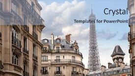  Presentation with eiffel tower - Cool new presentation theme with architechture - eiffel tower in paris view backdrop and a light blue colored foreground