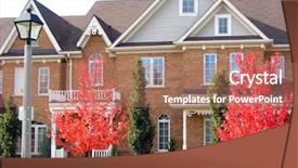  Presentation with modern trees - Theme consisting of architechture - modern townhouses with bright red background and a coral colored foreground