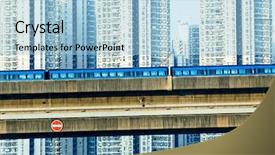  Presentation with hong kong - Amazing presentation theme having architechture - sky train and track system backdrop and a light blue colored foreground